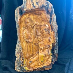 Olive Wood Nativity Handcrafted Jerusalem The Holy Family Vintage Sculpture